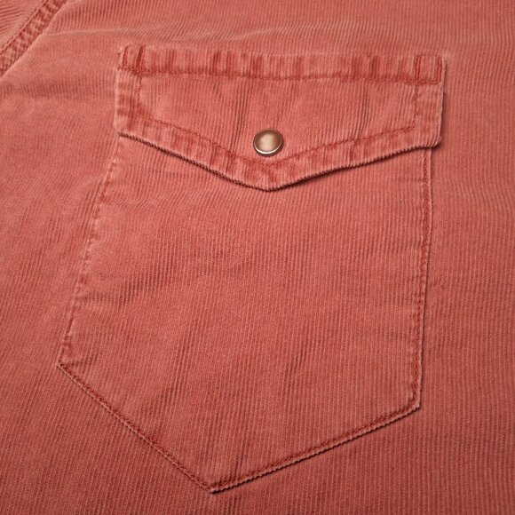 Vintage GAP Shirt Men XXL Salmon Pink Corduroy Western Wear Snap Up Long Sleeve - Picture 16 of 16